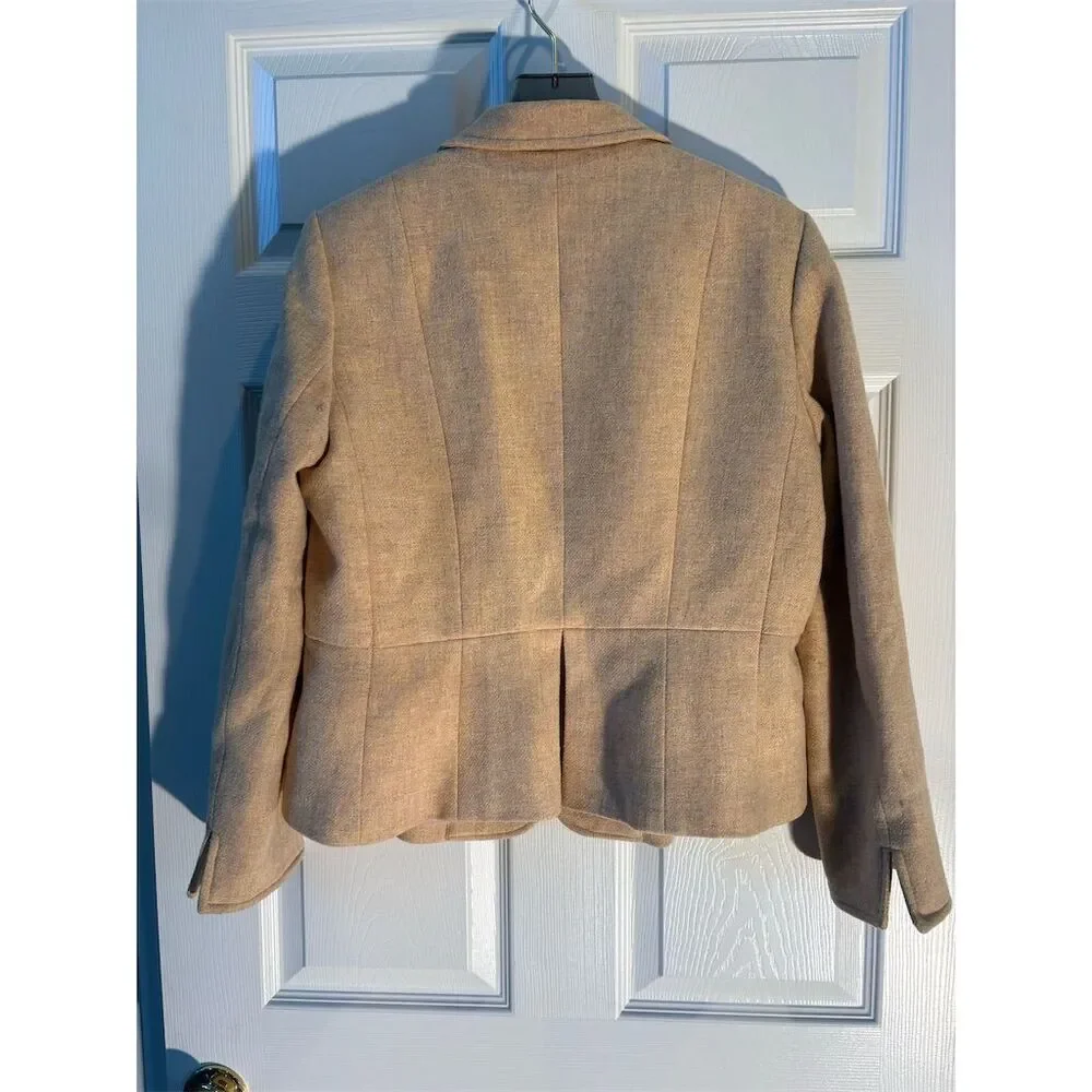 Talbots petite  Women's Wool Blazer blond mix color  Size 12p side pockets - Picture 4 of 8